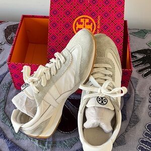 Tory Burch Women's Cream and Gray Sneakers